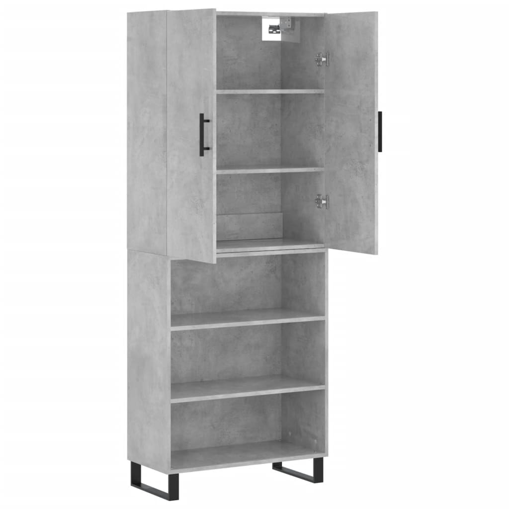 Buffet haut Gris béton 69,5x34x180 cm Bois d'ingénierie - XIOS