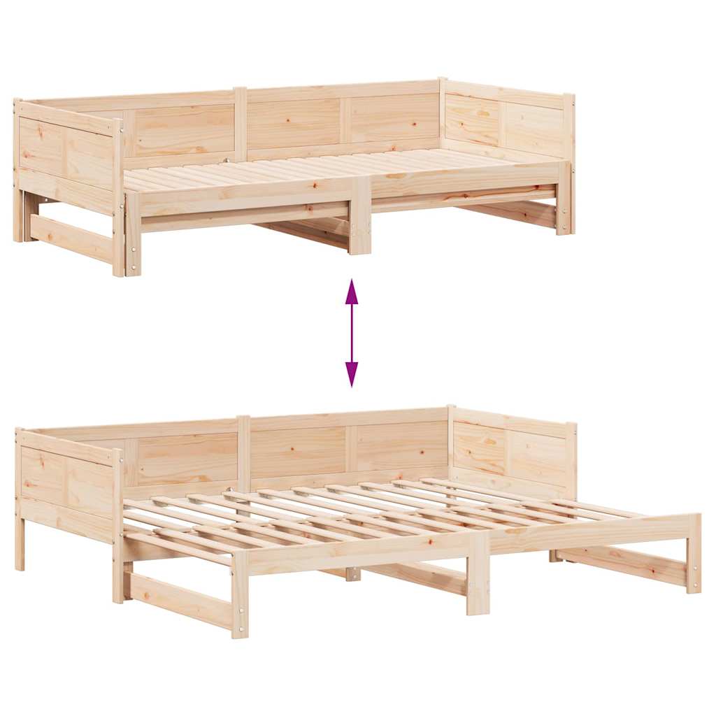 Lit Pull-out de Jour Marron 180 x 200 cm Bois massif en pin - XIOS
