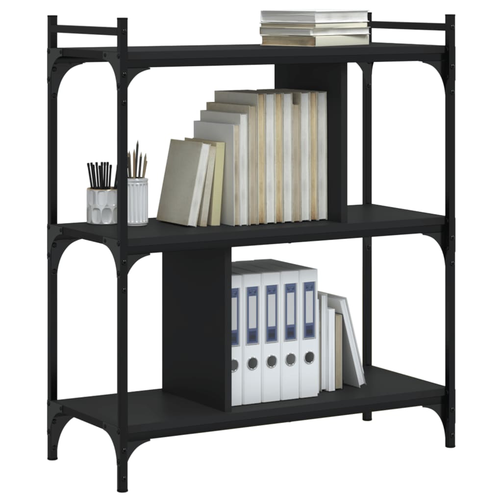 Bibliothèque à 3 niveaux noir 76x32x88 cm bois d'ingénierie - XIOS