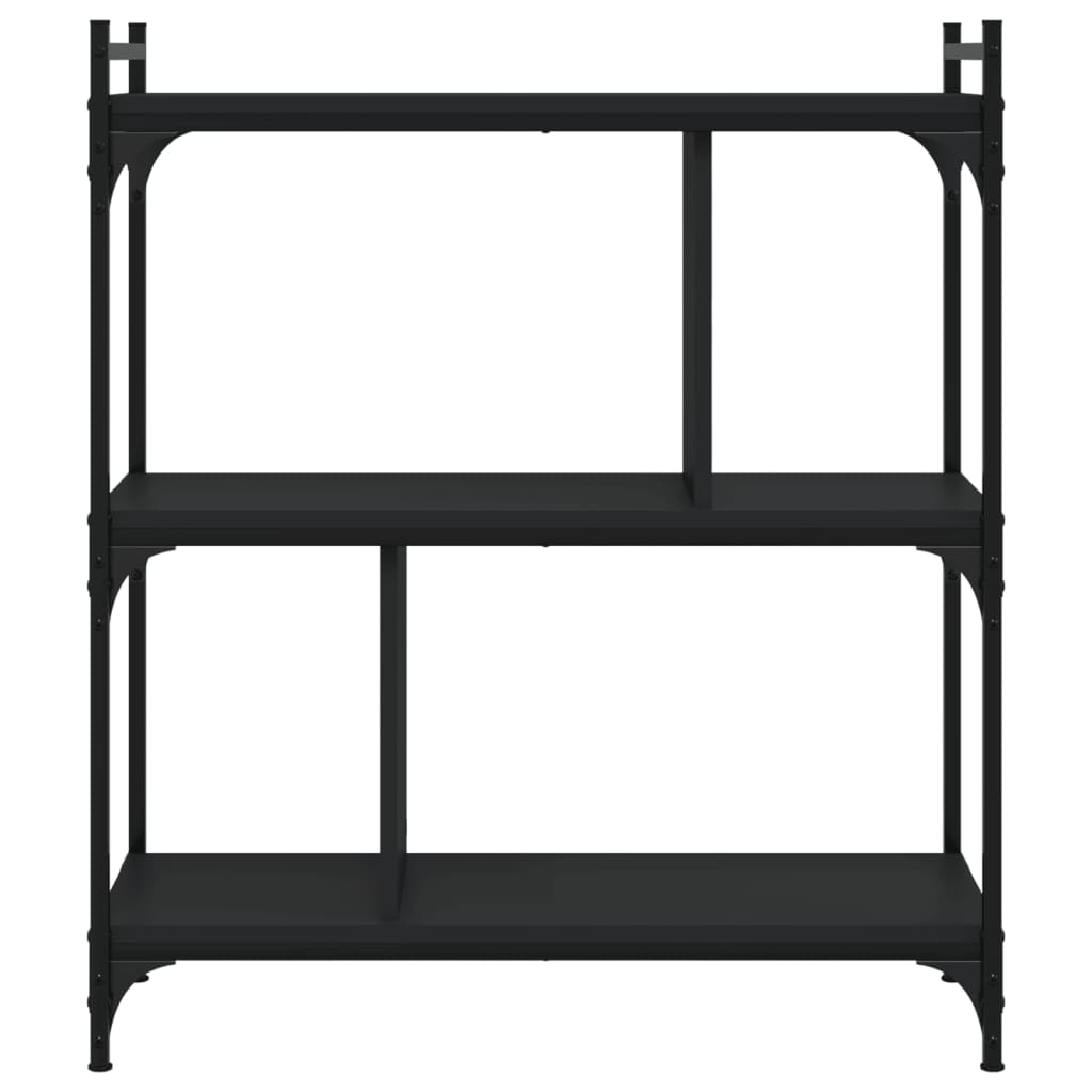 Bibliothèque à 3 niveaux noir 76x32x88 cm bois d'ingénierie - XIOS