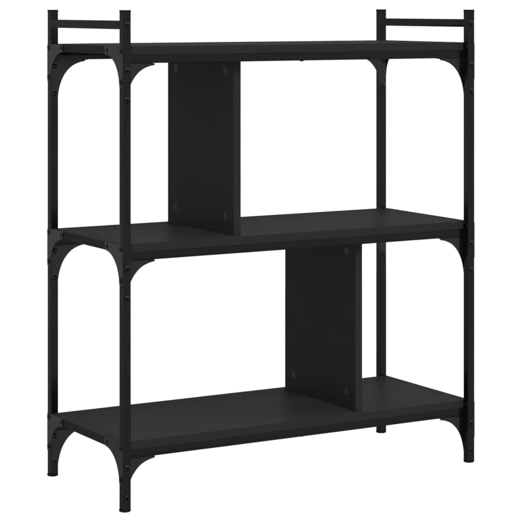 Bibliothèque à 3 niveaux noir 76x32x88 cm bois d'ingénierie - XIOS