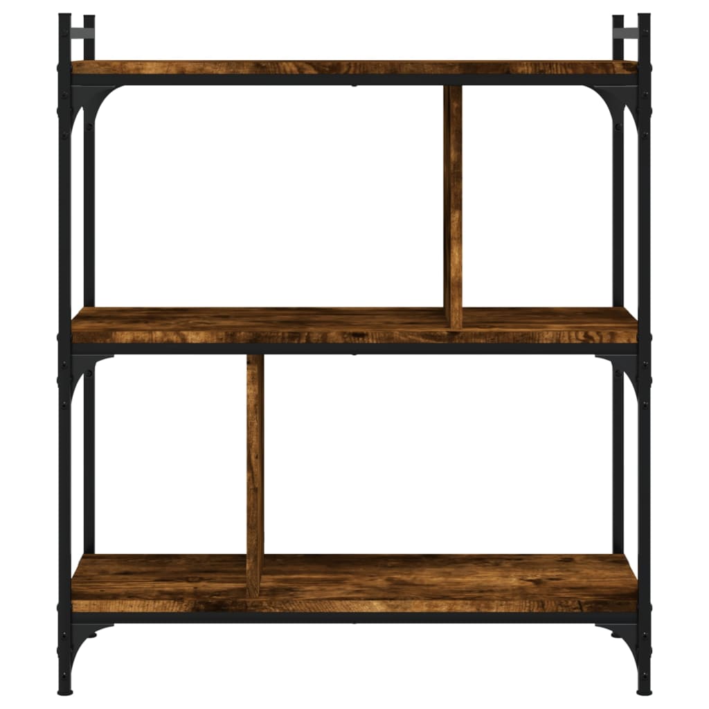 Bibliothèque 3 niveaux chêne fumé 76x32x88 cm bois d'ingénierie - XIOS