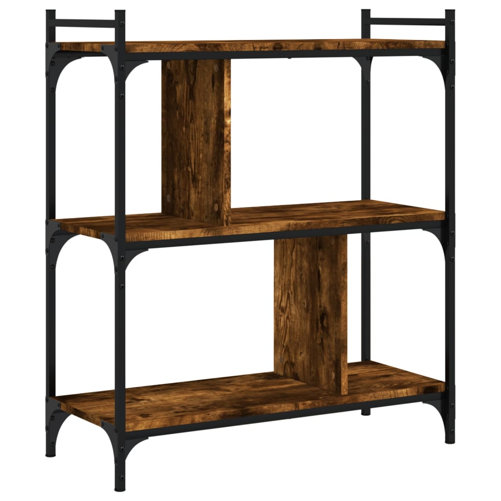 Bibliothèque 3 niveaux chêne fumé 76x32x88 cm bois d'ingénierie - XIOS