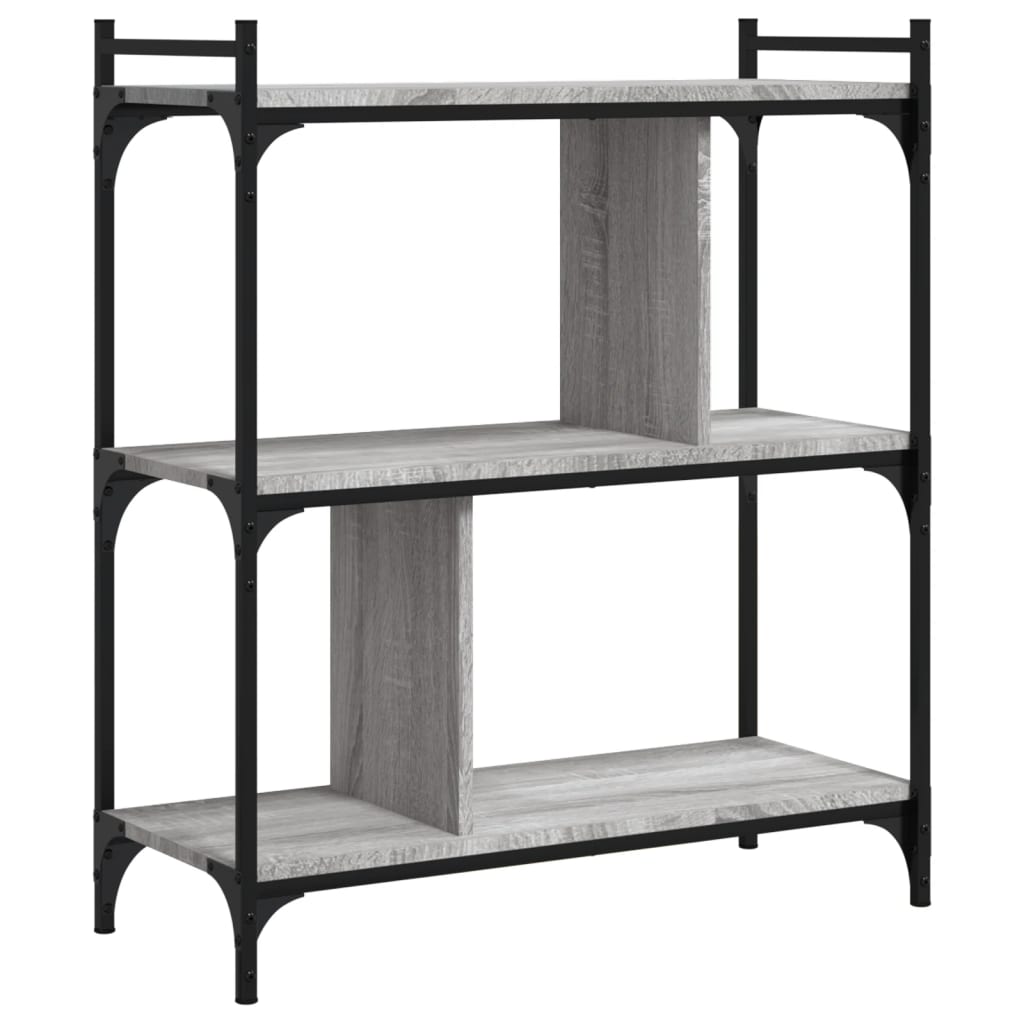 Bibliothèque 3 niveaux sonoma gris 76x32x88cm bois d'ingénierie - XIOS