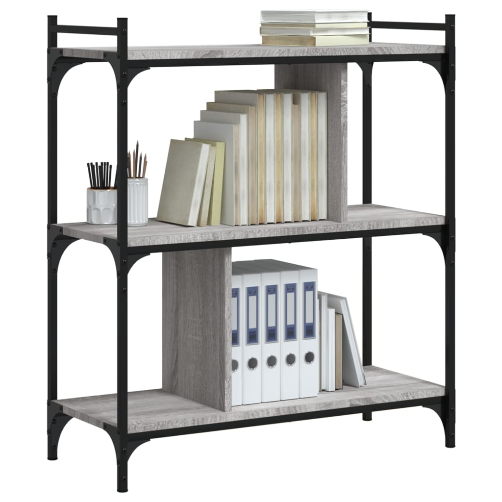 Bibliothèque 3 niveaux sonoma gris 76x32x88cm bois d'ingénierie - XIOS