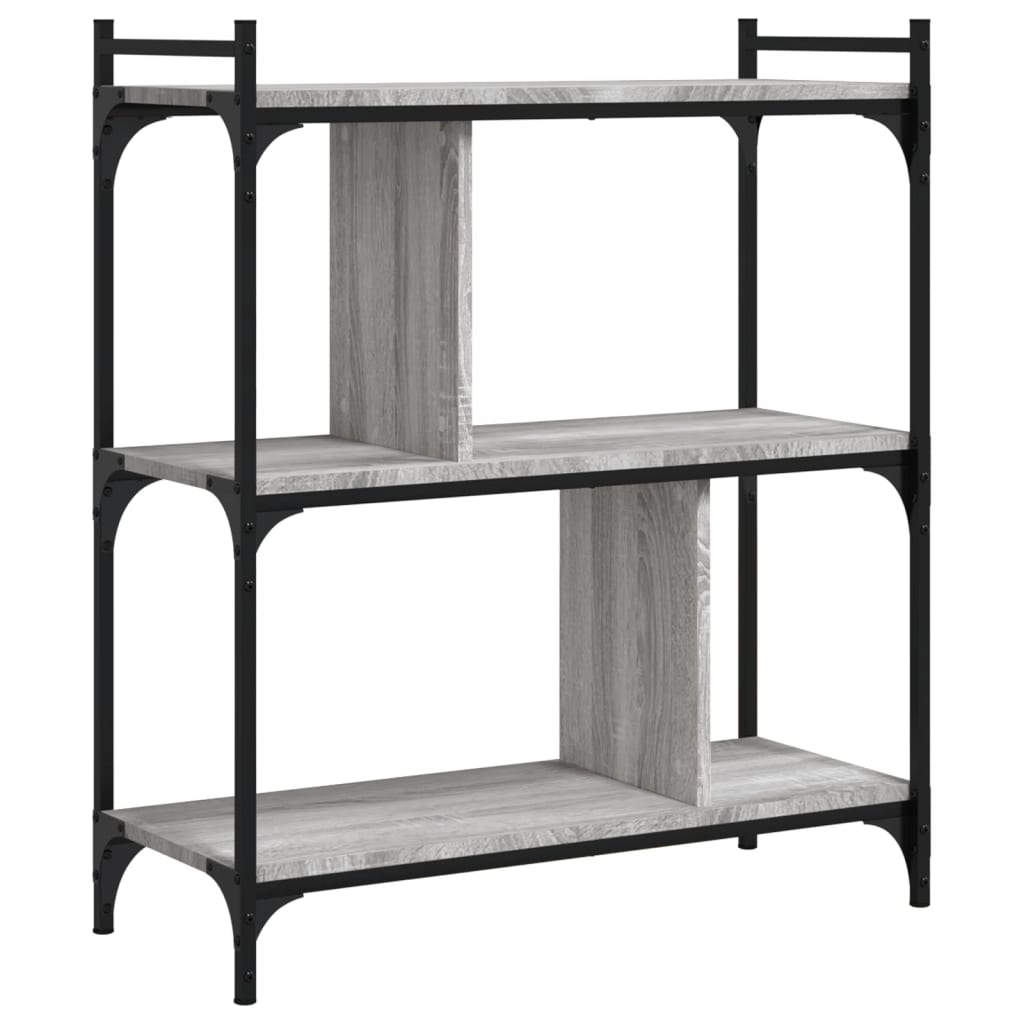 Bibliothèque 3 niveaux sonoma gris 76x32x88cm bois d'ingénierie - XIOS