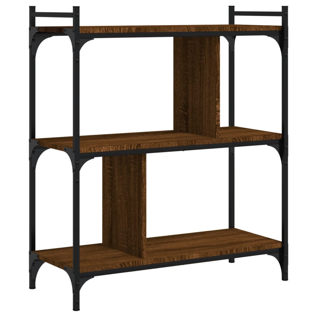Bibliothèque 3 niveaux chêne brun 76x32x88 cm bois d'ingénierie - XIOS