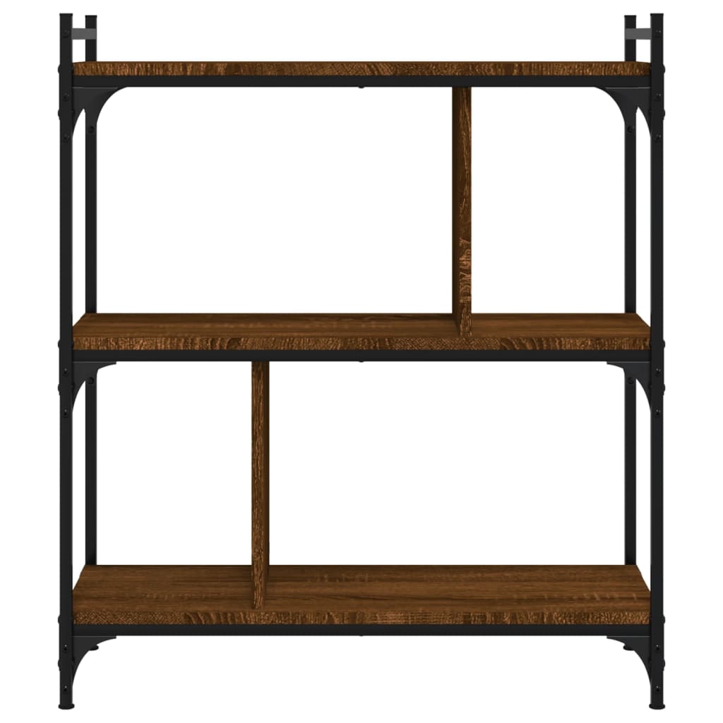 Bibliothèque 3 niveaux chêne brun 76x32x88 cm bois d'ingénierie - XIOS