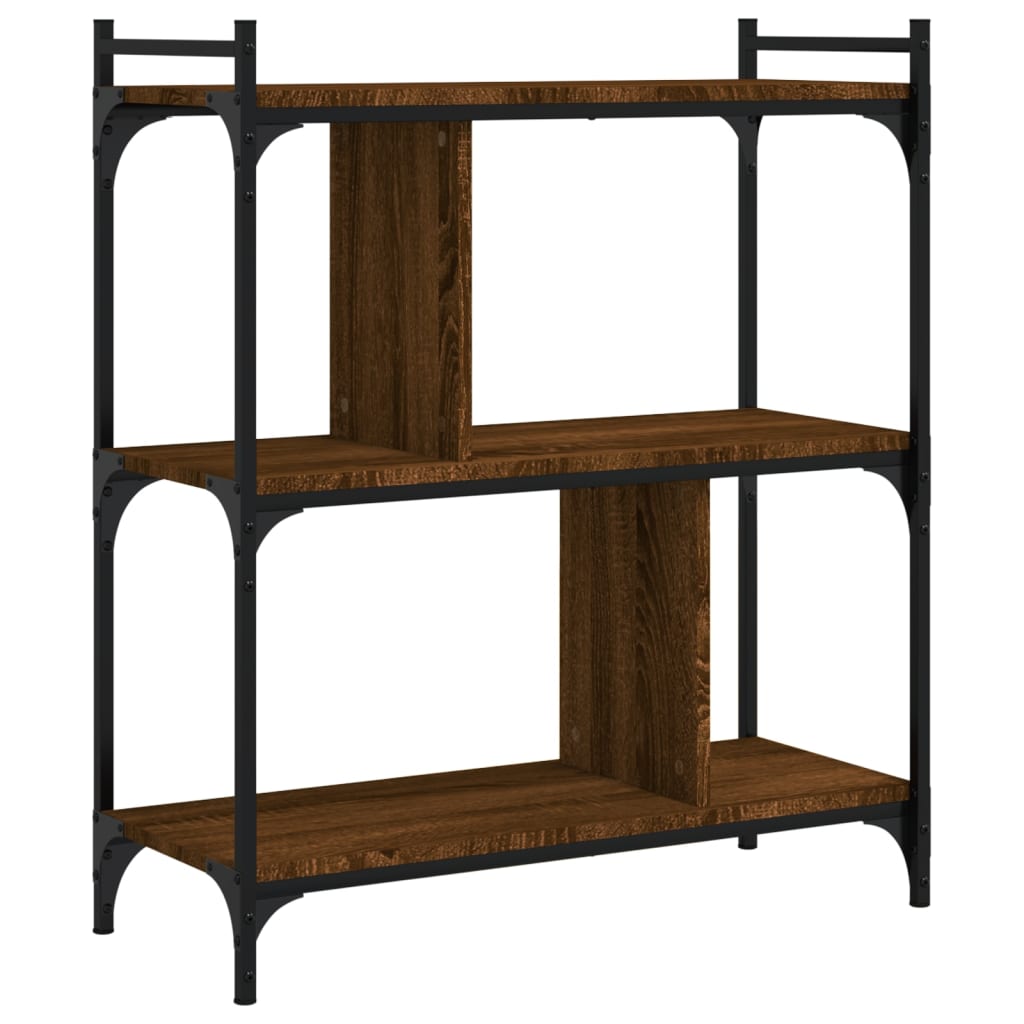 Bibliothèque 3 niveaux chêne brun 76x32x88 cm bois d'ingénierie - XIOS