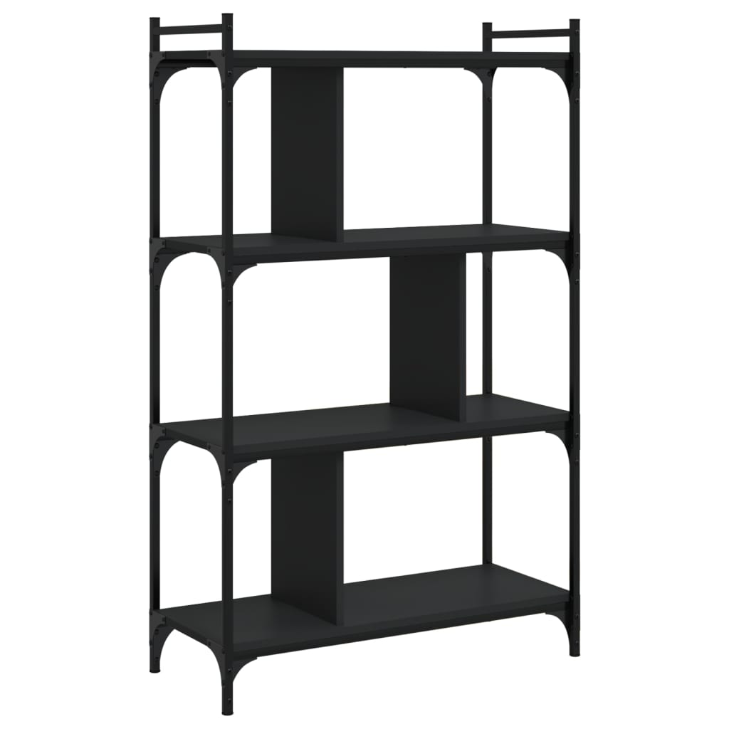 Bibliothèque à 4 niveaux noir 76x32x123 cm bois d'ingénierie - XIOS