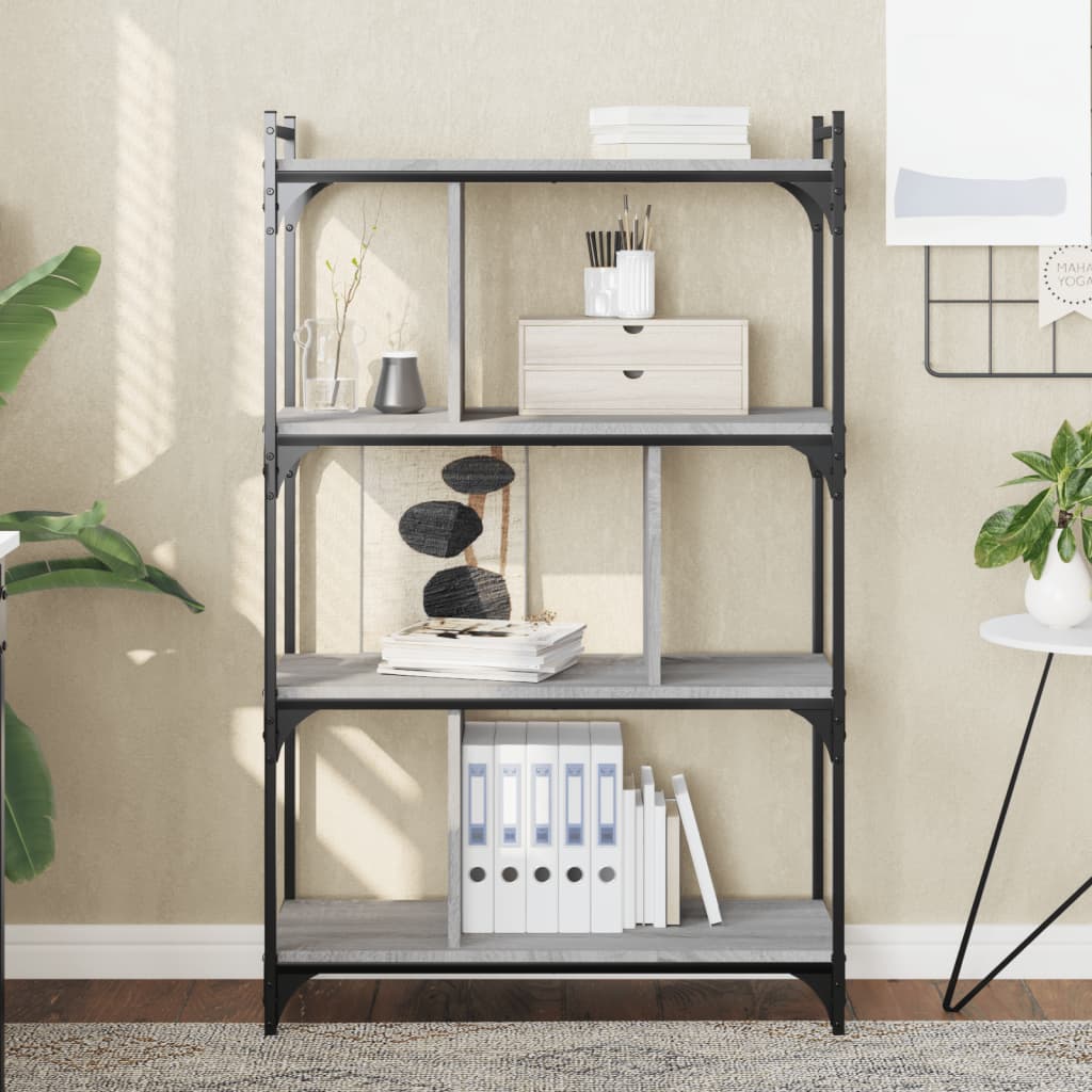 Bibliothèque à 4 niveaux sonoma gris 76x32x123 cm - XIOS