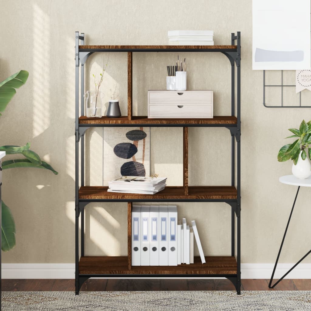 Bibliothèque 4 niveaux chêne brun 76x32x123cm bois d'ingénierie - XIOS