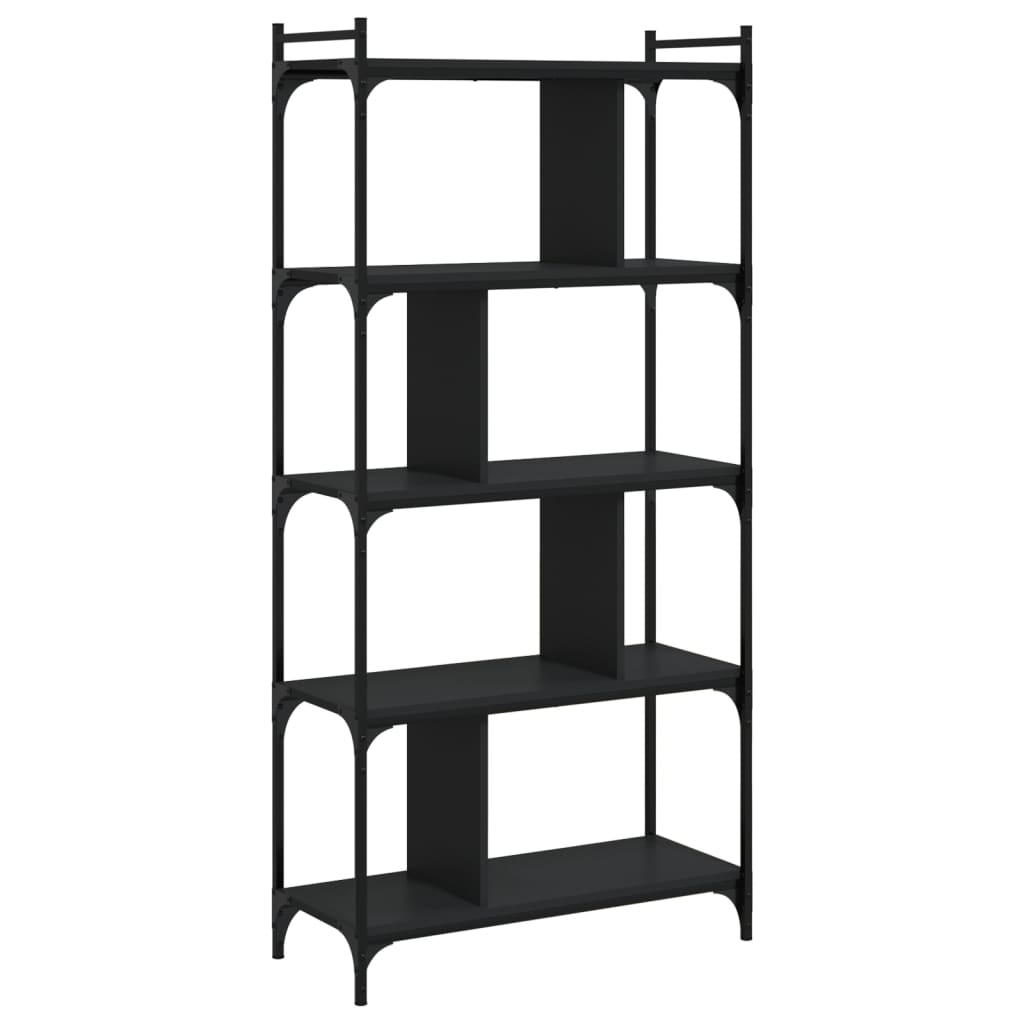 Bibliothèque 5 niveaux noir 76x32x158 cm bois d'ingénierie - XIOS