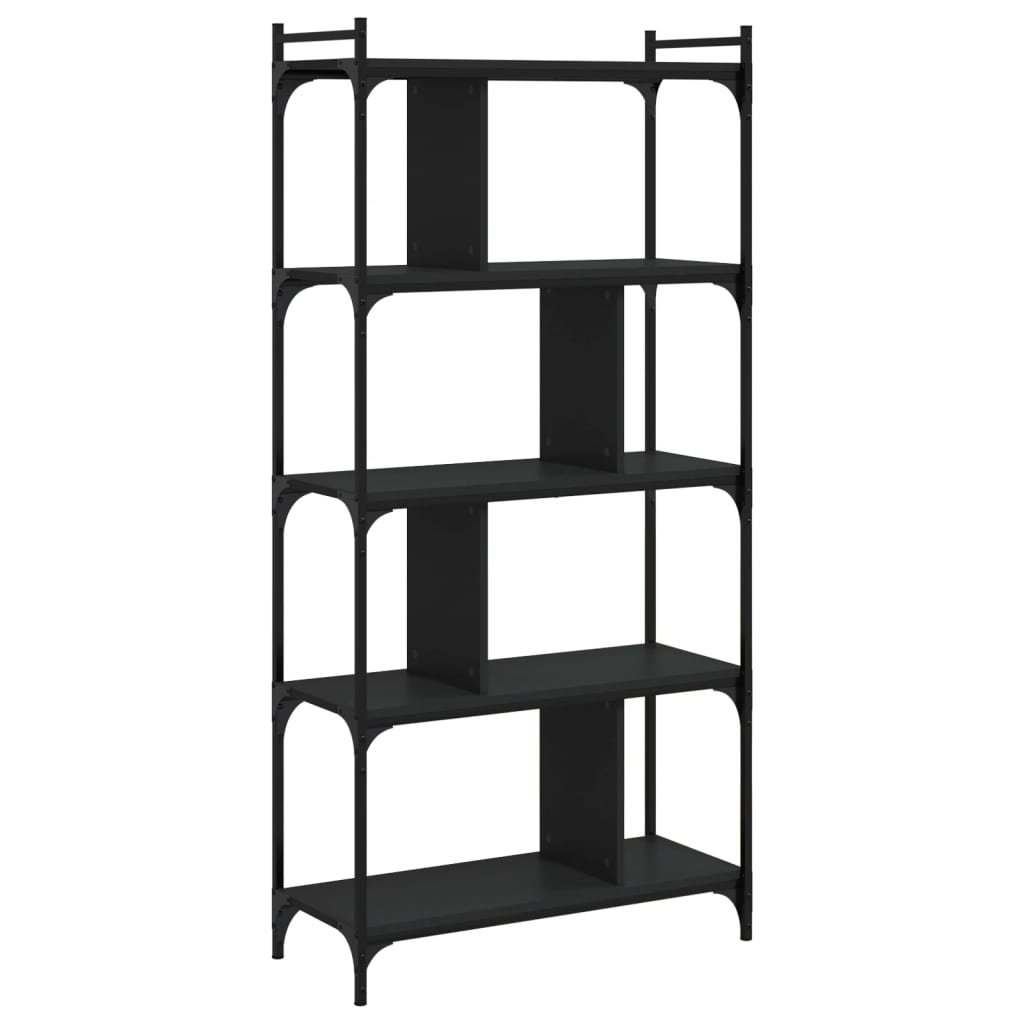 Bibliothèque 5 niveaux noir 76x32x158 cm bois d'ingénierie - XIOS