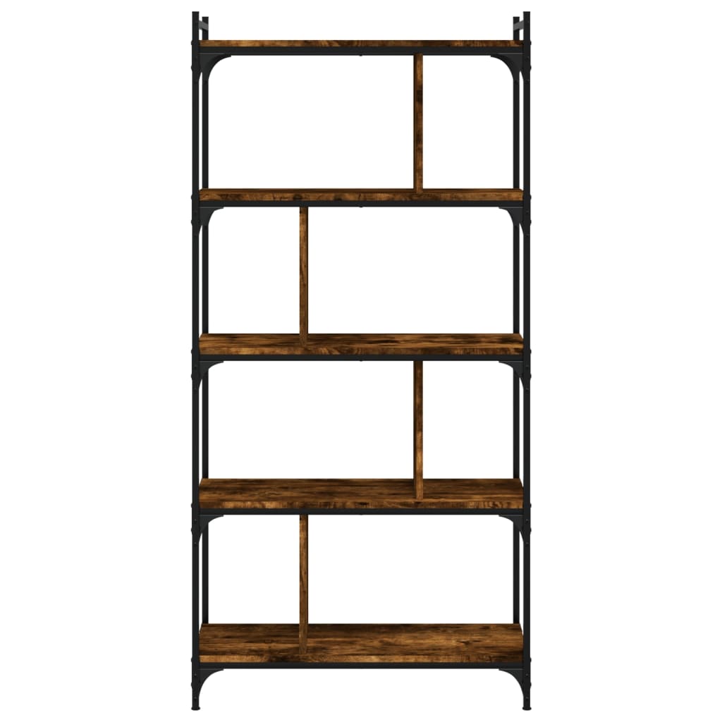 Bibliothèque 5 niveaux chêne fumé 76x32x158cm bois d'ingénierie - XIOS