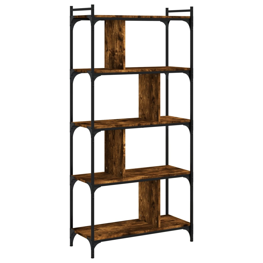 Bibliothèque 5 niveaux chêne fumé 76x32x158cm bois d'ingénierie - XIOS
