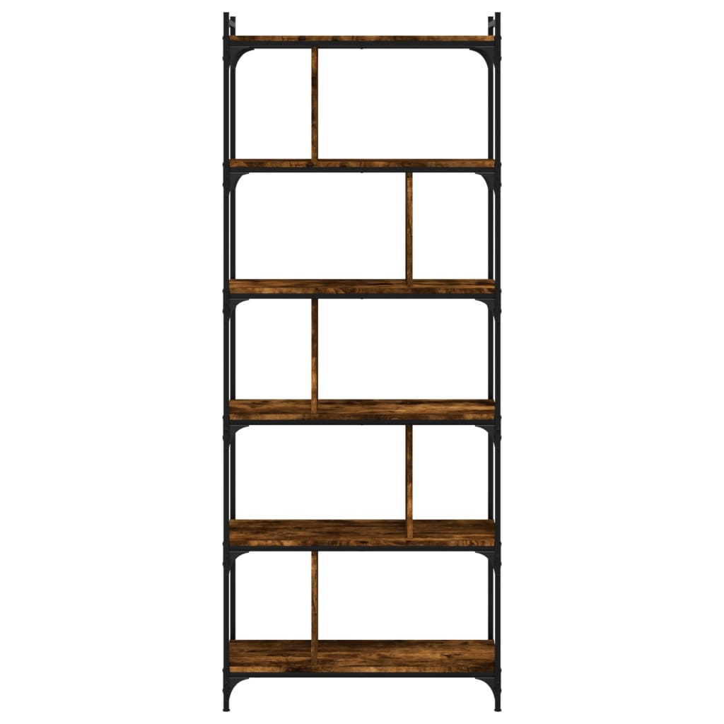 Bibliothèque 6 niveaux chêne fumé 76x32x192cm bois d'ingénierie - XIOS