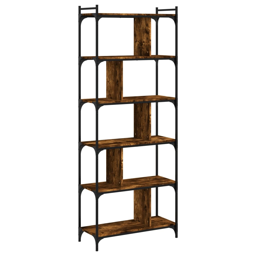 Bibliothèque 6 niveaux chêne fumé 76x32x192cm bois d'ingénierie - XIOS