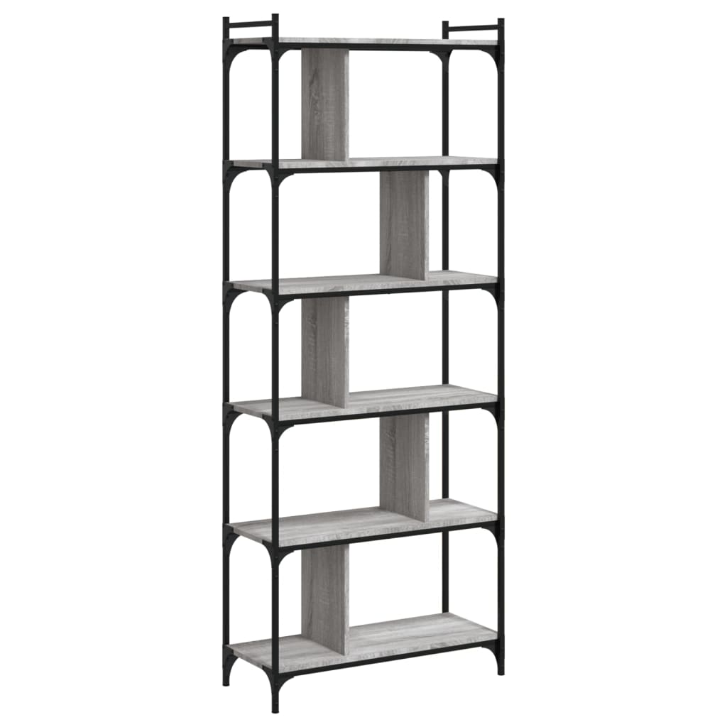 Bibliothèque 6niveaux sonoma gris 76x32x192cm bois d'ingénierie - XIOS