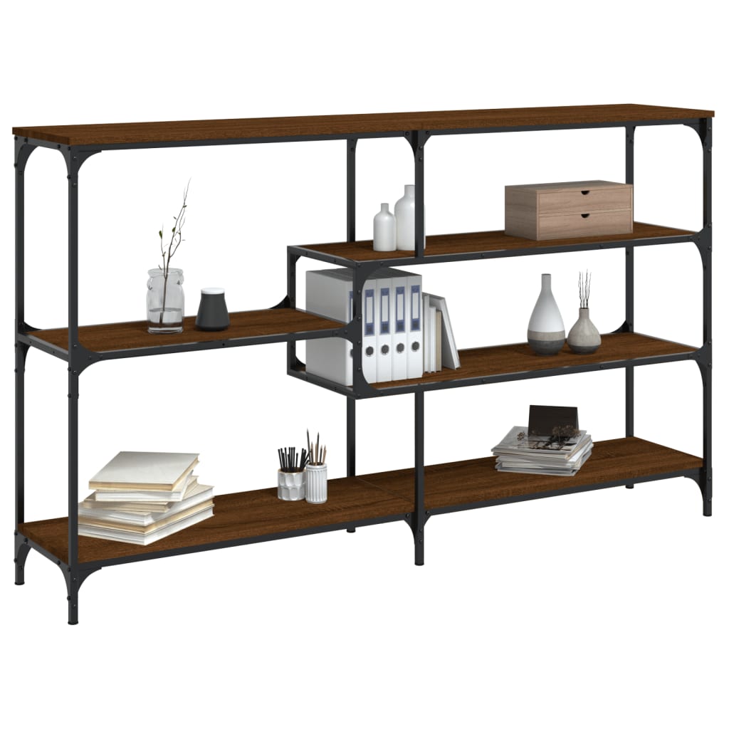 Table console chêne marron 160x32x95 cm bois d'ingénierie - XIOS