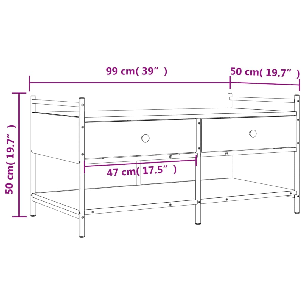 Table basse noir 99x50x50 cm bois d'ingénierie - XIOS