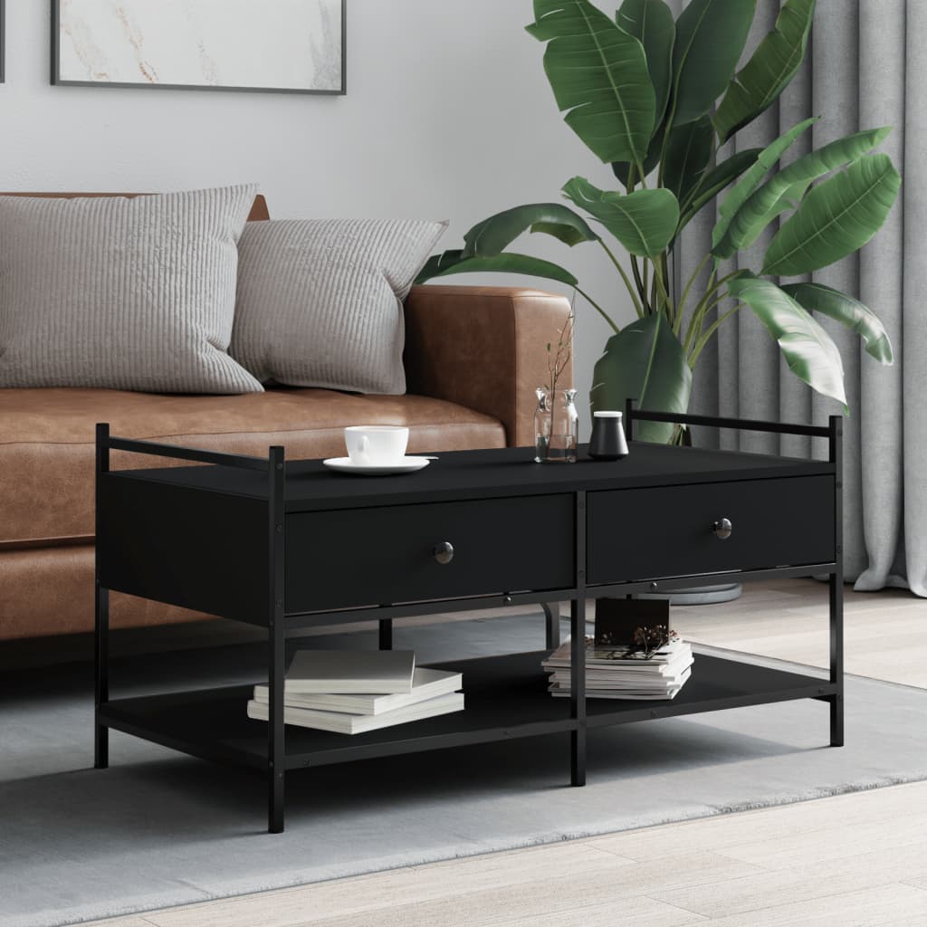 Table basse noir 99x50x50 cm bois d'ingénierie - XIOS