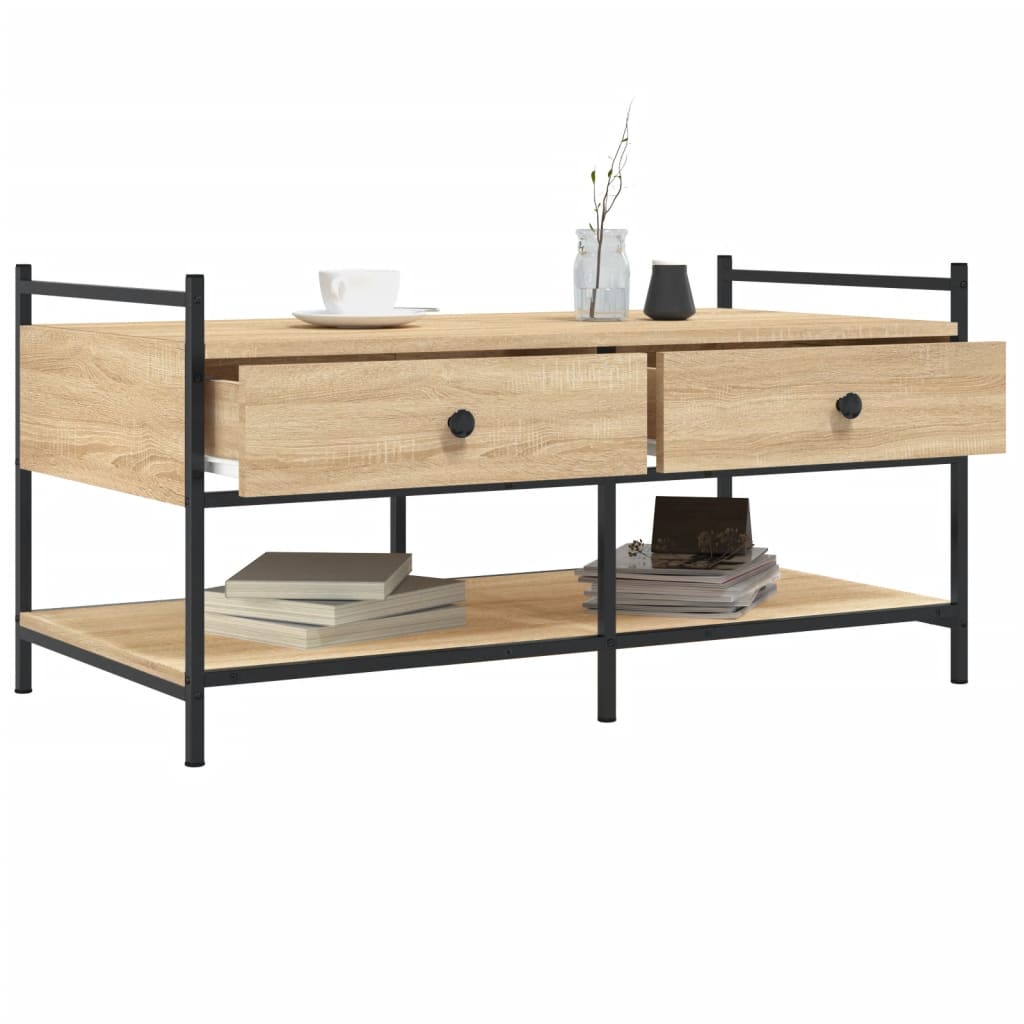 Table basse chêne sonoma 99x50x50 cm bois d'ingénierie - XIOS