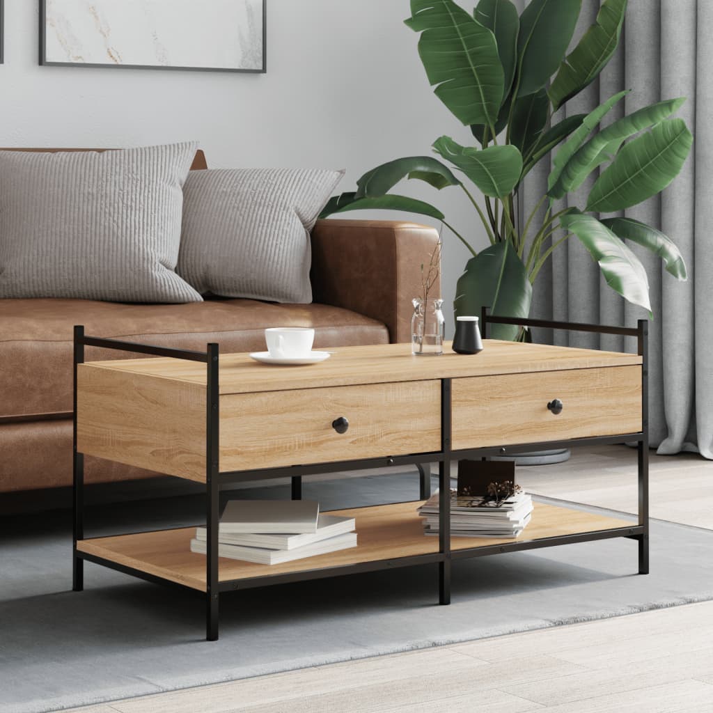 Table basse chêne sonoma 99x50x50 cm bois d'ingénierie - XIOS