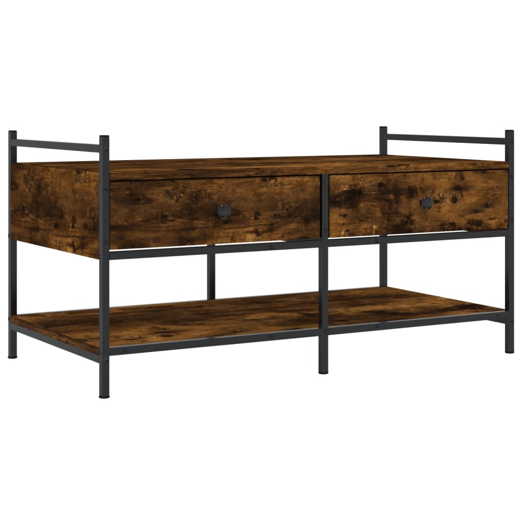 Table basse chêne fumé 99x50x50 cm bois d'ingénierie - XIOS