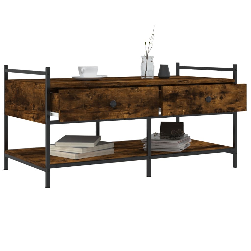 Table basse chêne fumé 99x50x50 cm bois d'ingénierie - XIOS