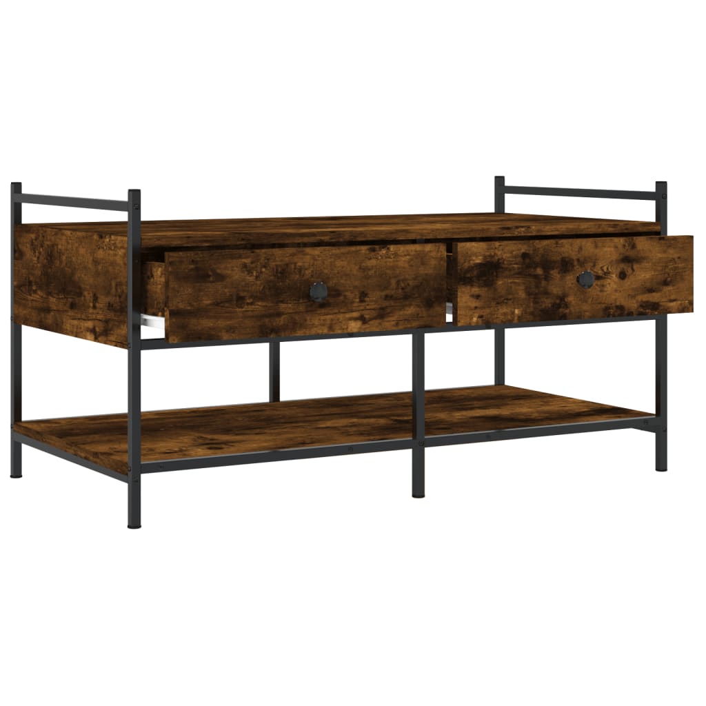 Table basse chêne fumé 99x50x50 cm bois d'ingénierie - XIOS