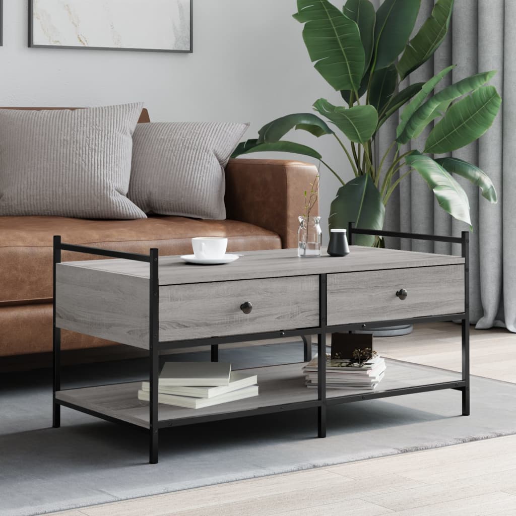 Table basse sonoma gris 99x50x50 cm bois d'ingénierie - XIOS