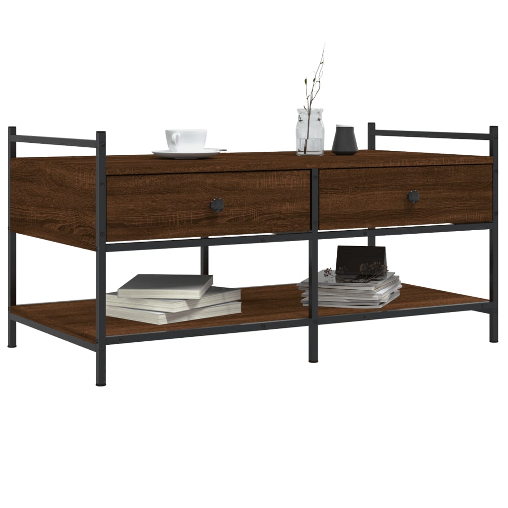 Table basse chêne marron 99x50x50 cm bois d'ingénierie - XIOS