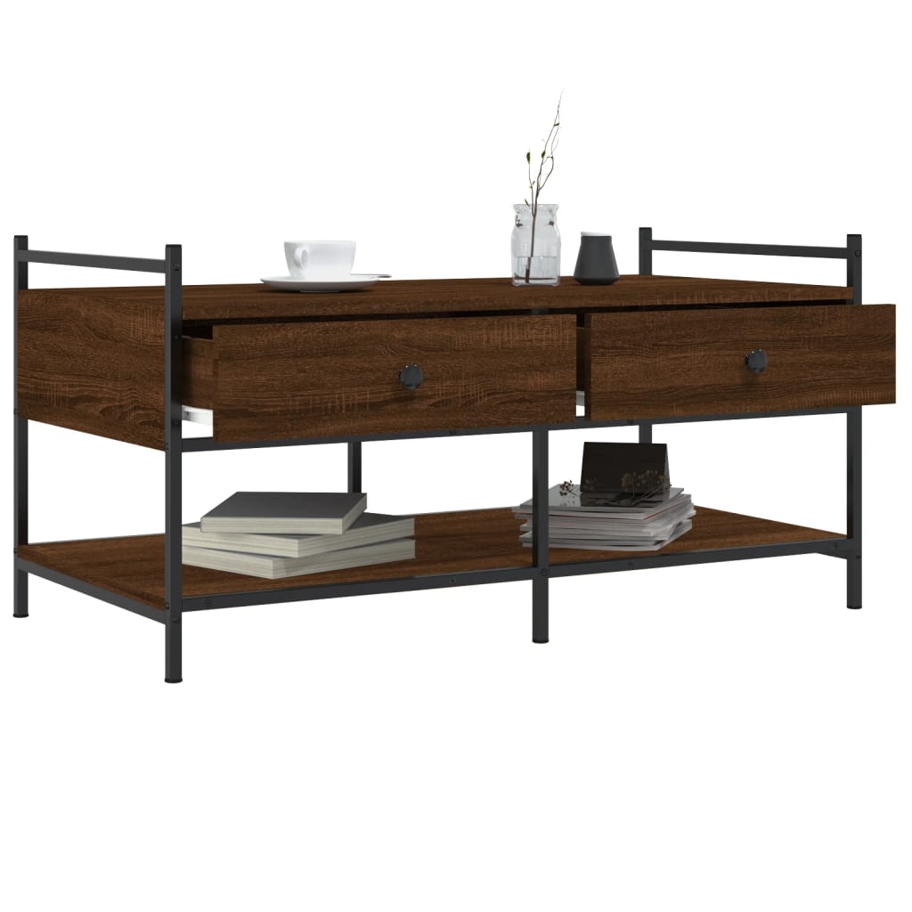 Table basse chêne marron 99x50x50 cm bois d'ingénierie - XIOS