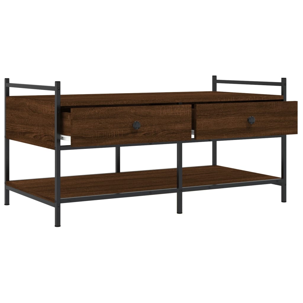 Table basse chêne marron 99x50x50 cm bois d'ingénierie - XIOS