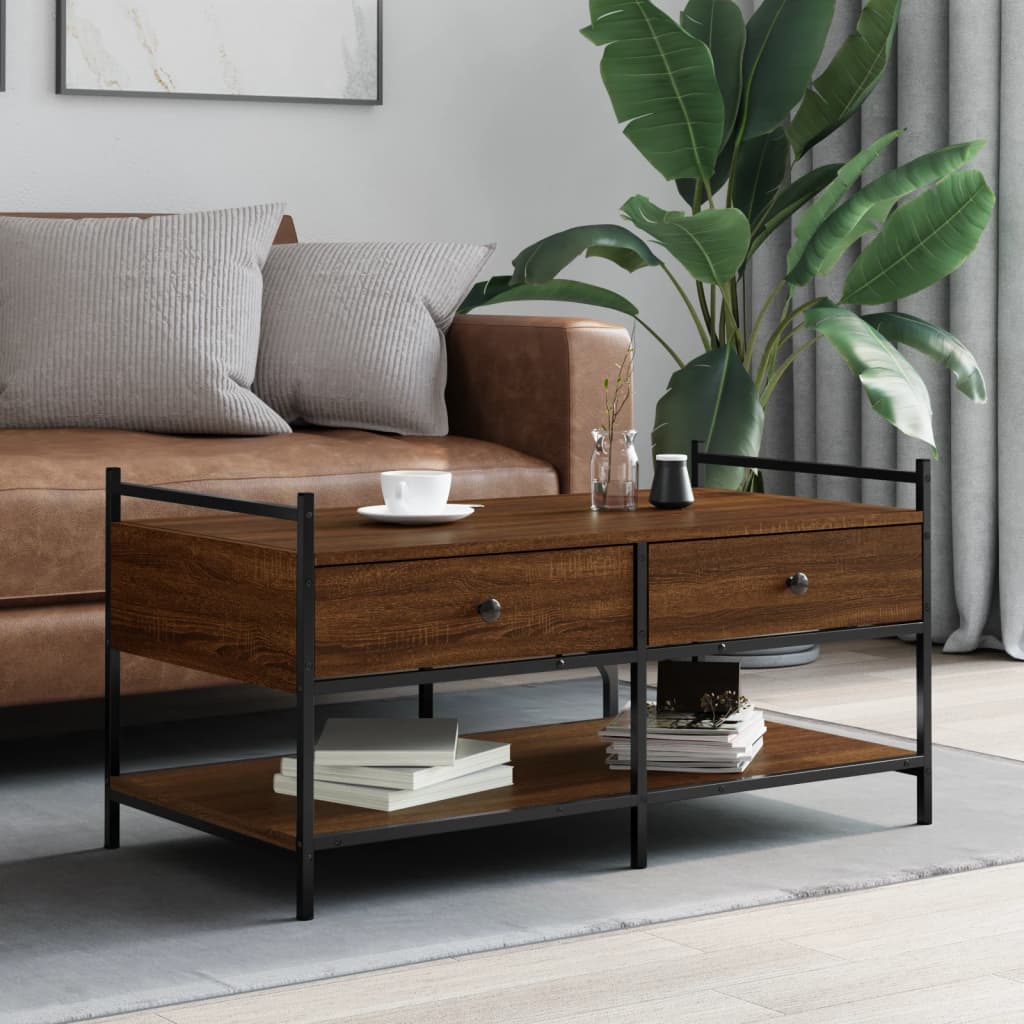 Table basse chêne marron 99x50x50 cm bois d'ingénierie - XIOS