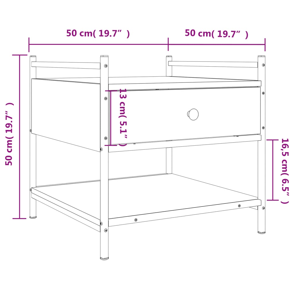 Table basse noir 50x50x50 cm bois d'ingénierie - XIOS