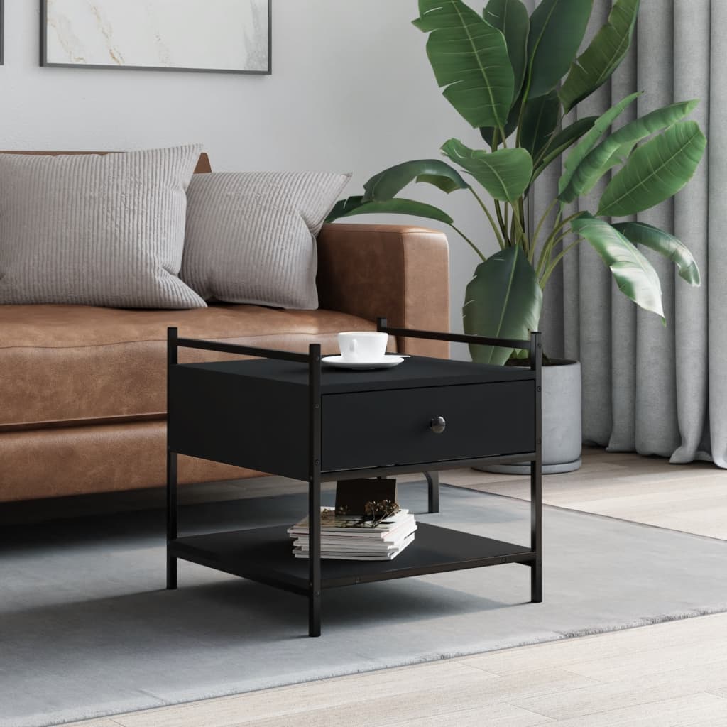 Table basse noir 50x50x50 cm bois d'ingénierie - XIOS