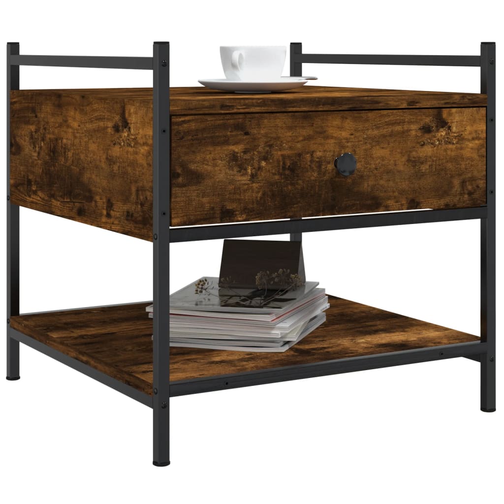 Table basse chêne fumé 50x50x50 cm bois d'ingénierie - XIOS