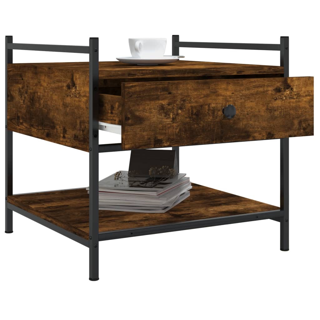 Table basse chêne fumé 50x50x50 cm bois d'ingénierie - XIOS