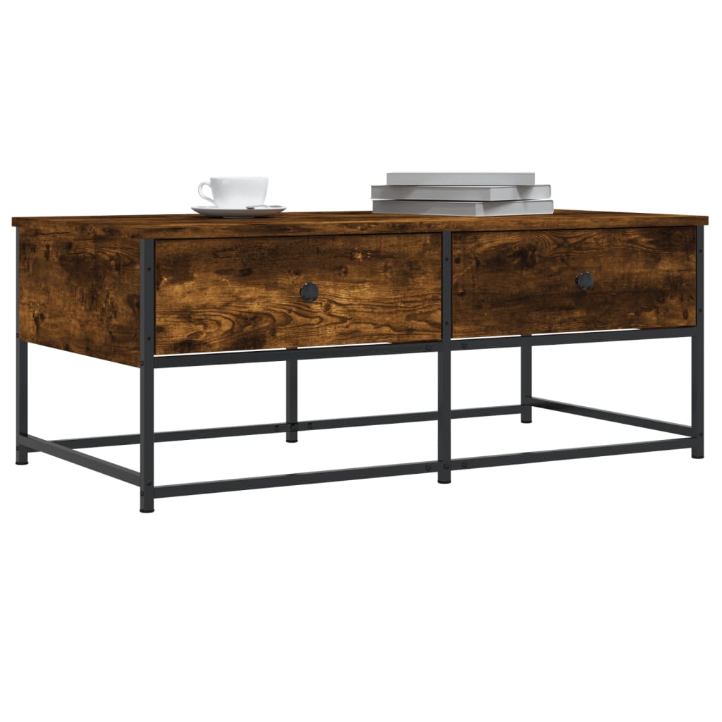 Table basse chêne fumé 100x51x40 cm bois d'ingénierie - XIOS