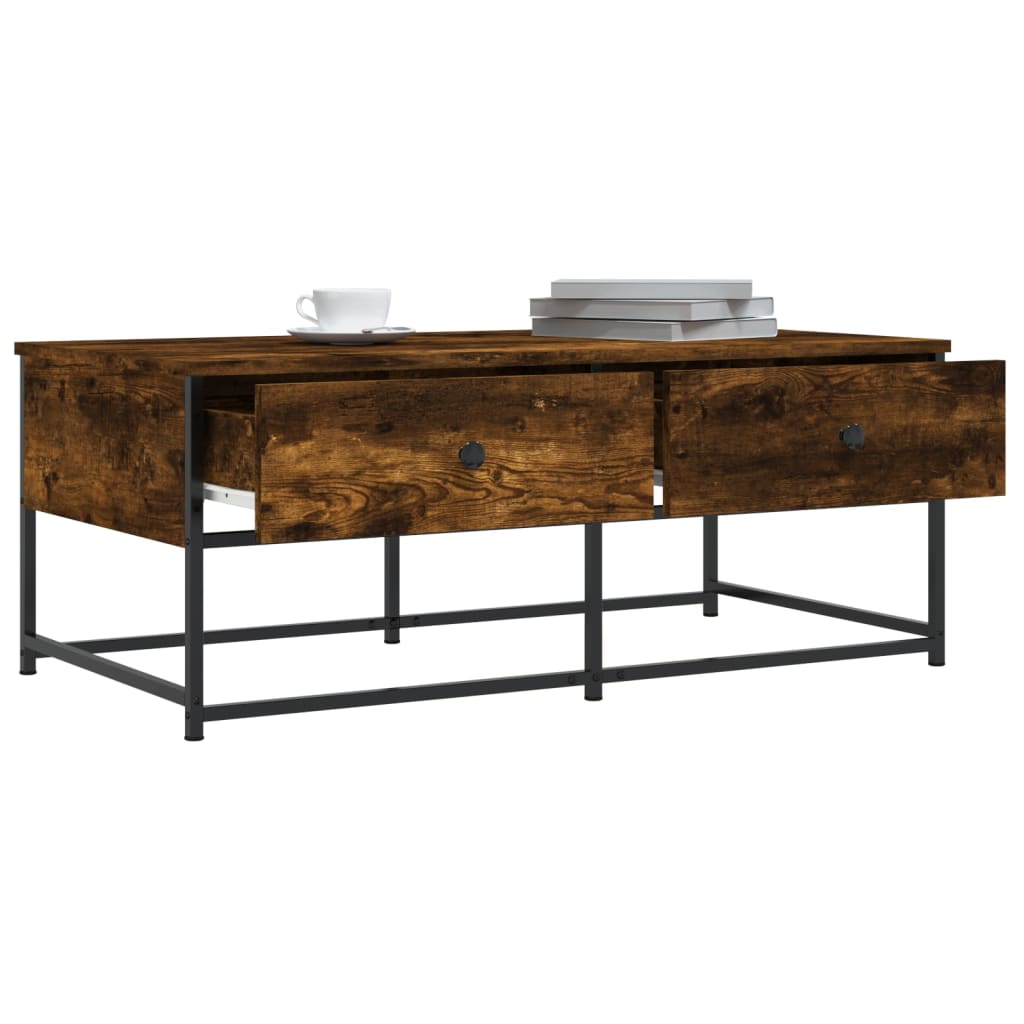 Table basse chêne fumé 100x51x40 cm bois d'ingénierie - XIOS