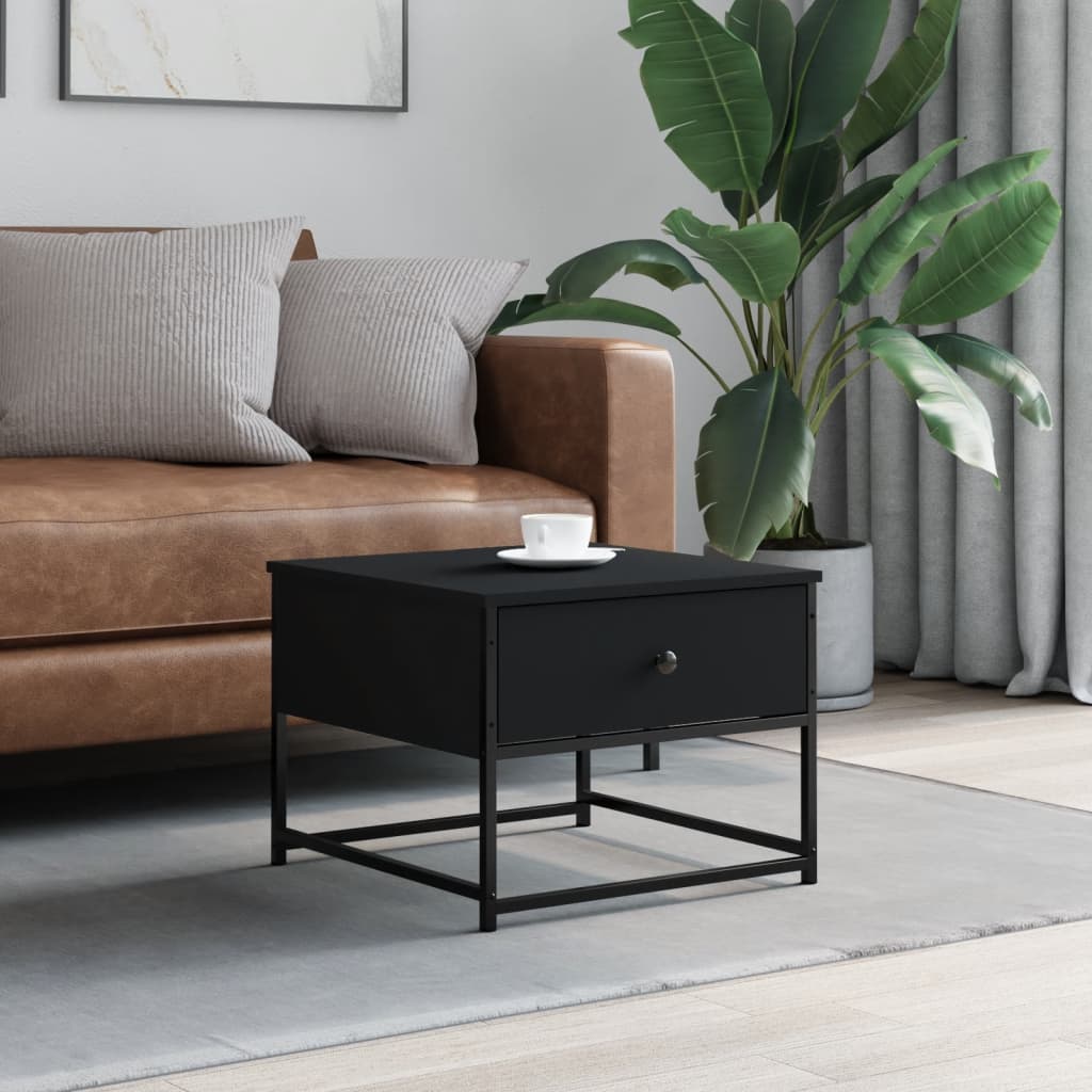Table basse noir 51x51x40 cm bois d'ingénierie - XIOS