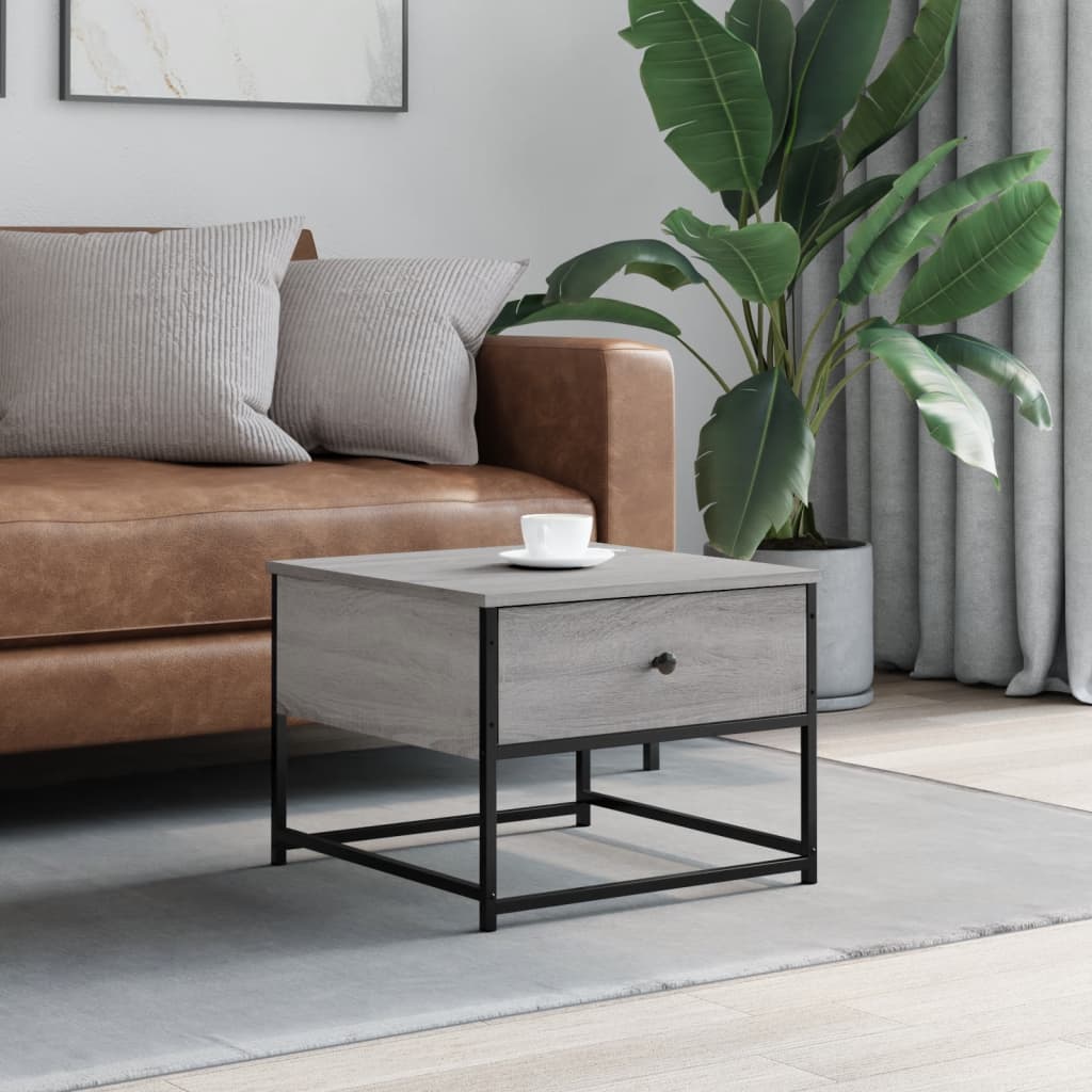 Table basse sonoma gris 51x51x40 cm bois d'ingénierie - XIOS