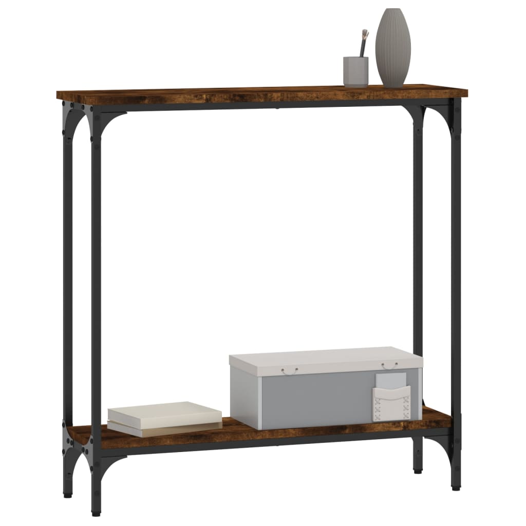 Table console chêne fumé 75x22,5x75 cm bois d'ingénierie - XIOS