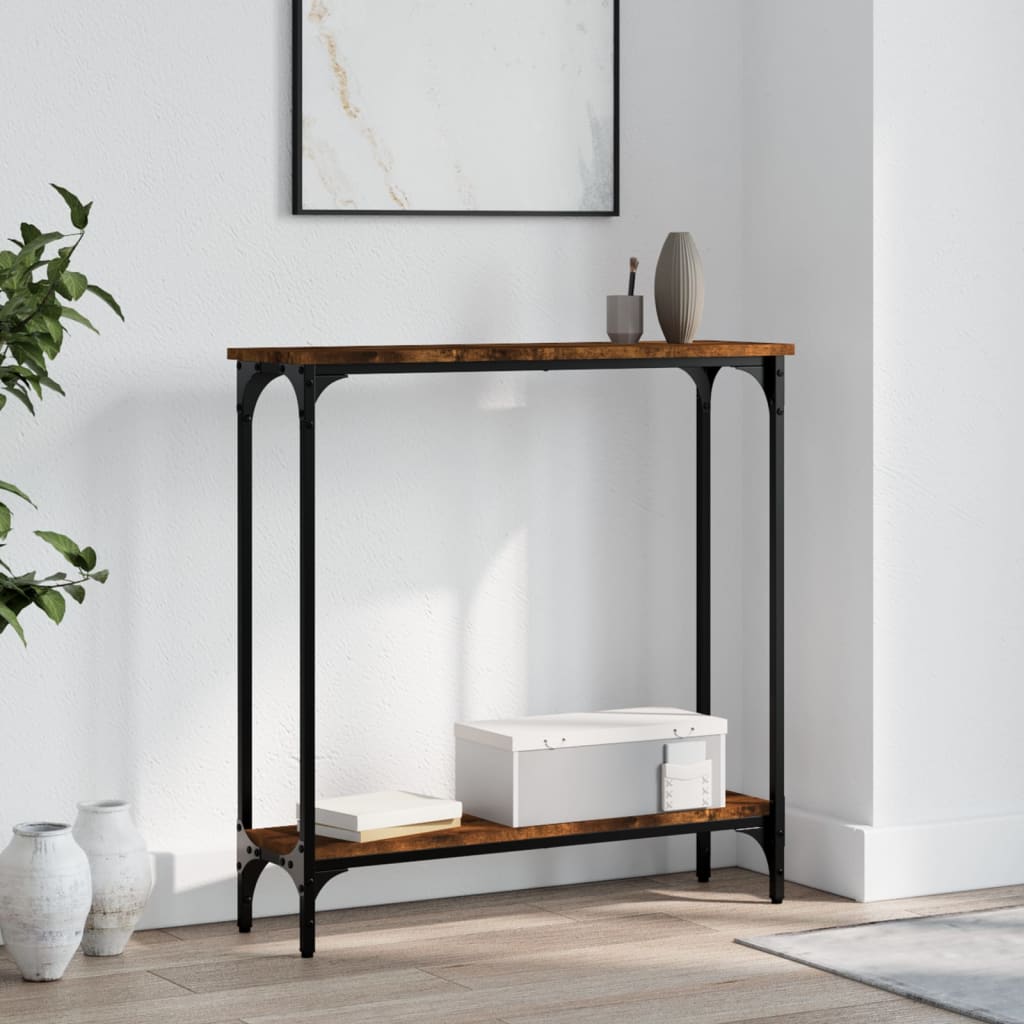 Table console chêne fumé 75x22,5x75 cm bois d'ingénierie - XIOS