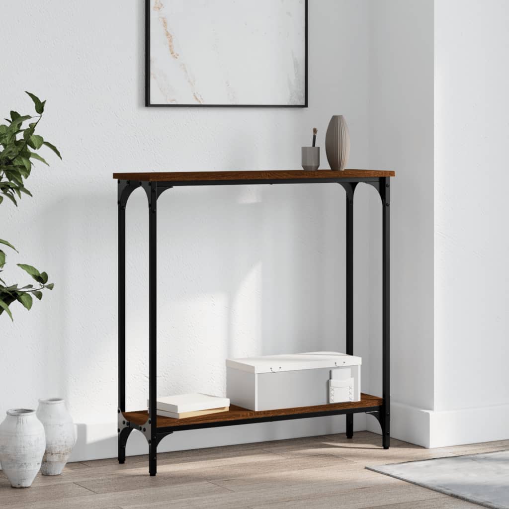 Table console chêne marron 75x22,5x75 cm bois d'ingénierie - XIOS