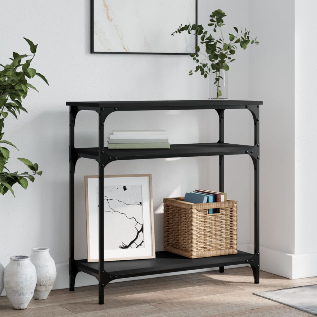 Table console noir 75x29x75 cm bois d'ingénierie - XIOS