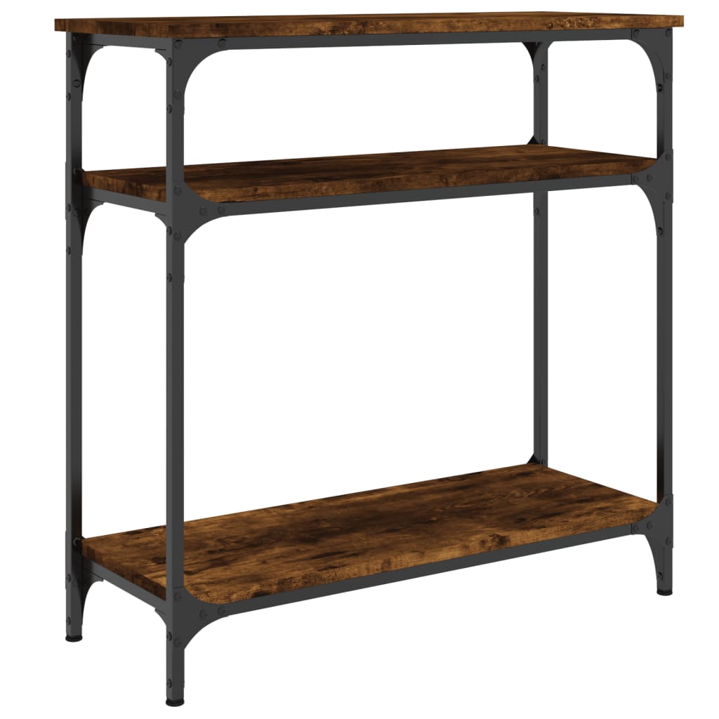 Table console chêne fumé 75x29x75 cm bois d'ingénierie - XIOS