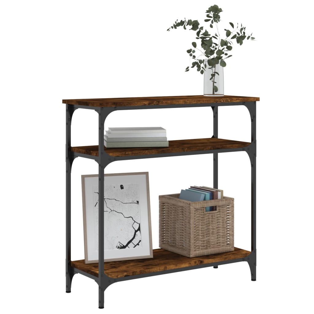 Table console chêne fumé 75x29x75 cm bois d'ingénierie - XIOS
